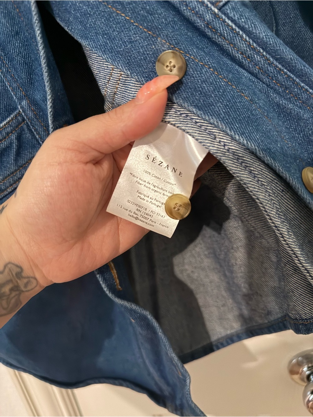Sezane WILL Blue Denim Button-Up Jacket - Picture 4 of 5